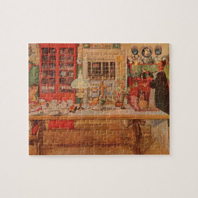 Getting Ready for a Game of Cards by Carl Larsson Jigsaw Puzzle (Horizontal)