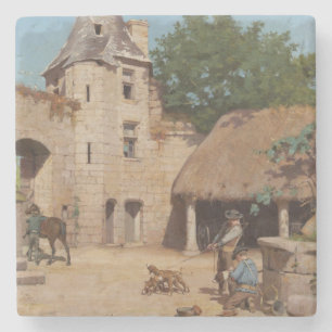 Getting Ready for the Hunt (Mediaeval Scene) Stone Coaster