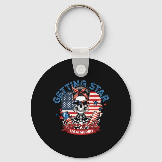 Getting Star Spangled Hammered American Skeleton 4 Key Ring (Front)