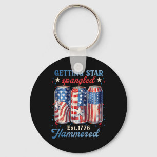 Getting Star Spangled Hammered Funny America  Key Ring
