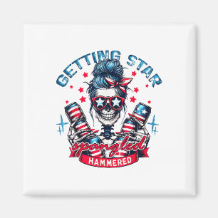 Getting Star Spangled Hammered Skeleton 4th Of Jul Magnet