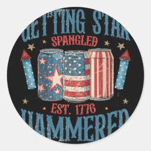 Getting Star Spangled Hammered Vintage 4th Of July Classic Round Sticker