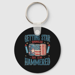Getting Star Spangled Hammered Vintage 4th Of July Key Ring