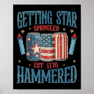 Getting Star Spangled Hammered Vintage 4th Of July Poster