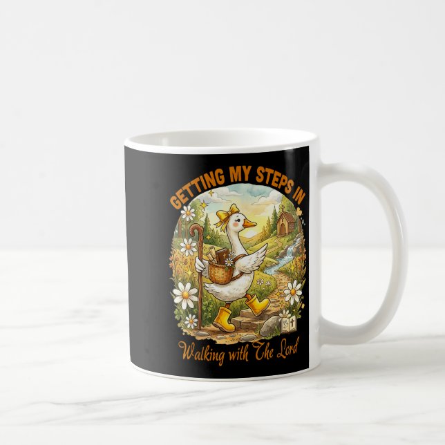 Getting steps in walking with the lord christian coffee mug (Right)