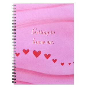 Getting to know me Red Hearts Journal Notebook
