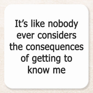 Getting To Know Me Square Paper Coaster