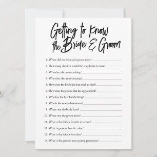 getting to know the bride and groom shower game invitation