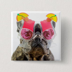 Getty Images Dog With Cocktail Glasses 15 Cm Square Badge