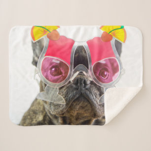 Getty Images   Dog With Cocktail Glasses Sherpa Blanket