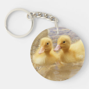 Getty Images Fuzzy Yellow Ducklings Key Ring