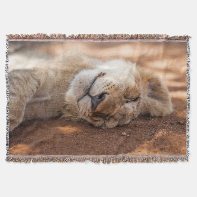 Getty Images | Sleeping Lion Cub Throw Blanket (Front)