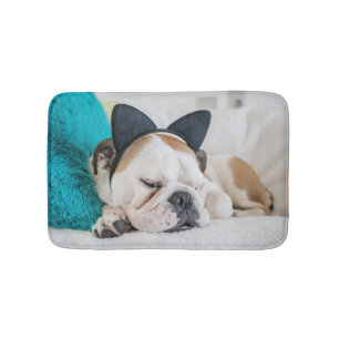 Getty Images   Sleepy Dog with Cat Headband Bath Mat