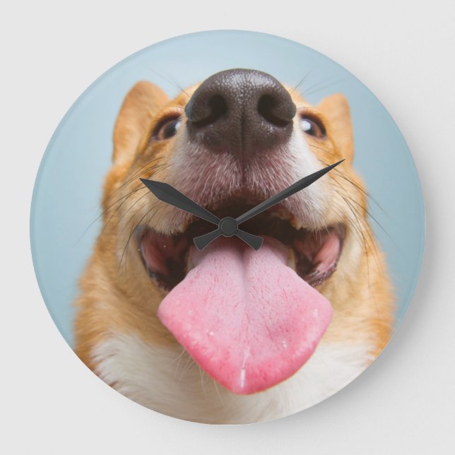 Getty Images | Very Happy Corgi Large Clock (Front)