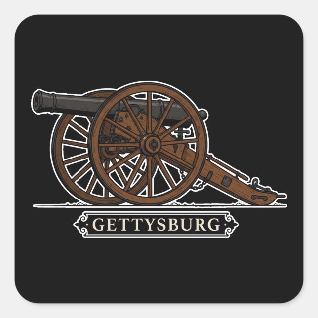 Gettysburg Cannon Square Sticker (Front)