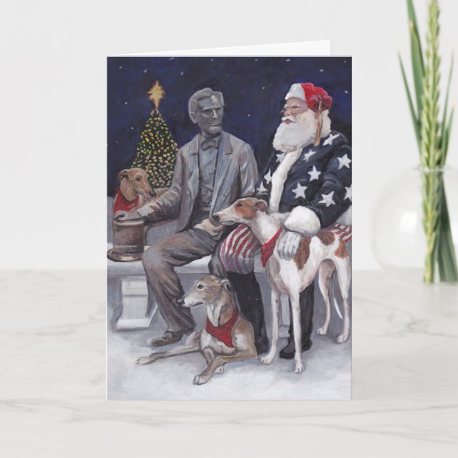 Gettysburg Christmas Greyhound Dog Art Card (Front)