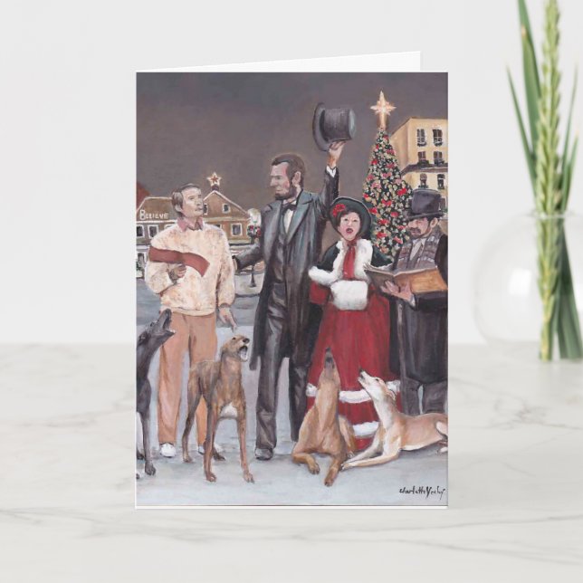 Gettysburg Christmas Greyhound Dog Art Card (Front)