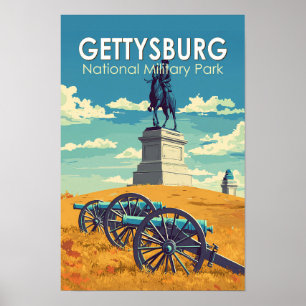 Gettysburg National Military Park Travel Art Retro Poster