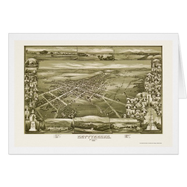 Gettysburg, PA Panoramic Map - 1888 (Front Horizontal)