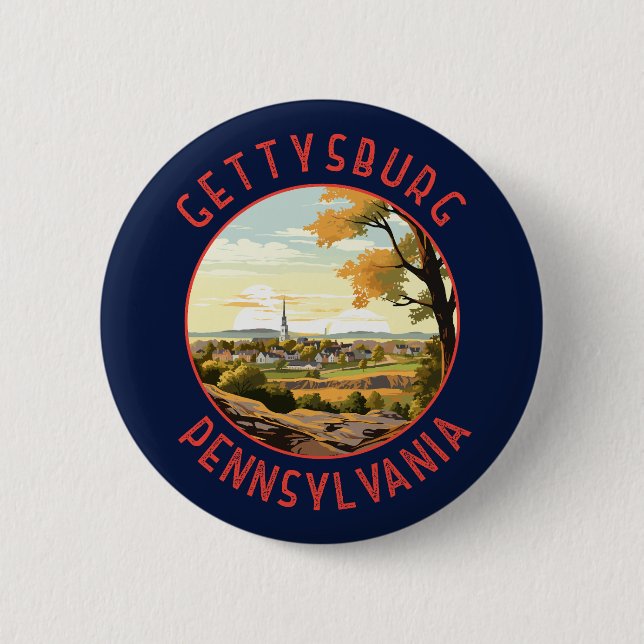 Gettysburg Pennsylvania Retro Distressed Circle 6 Cm Round Badge (Front)