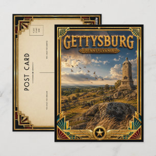 Gettysburg Pennsylvania Vintage Art Deco Golden Ag Postcard