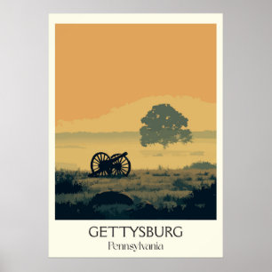Gettysburg Pennsylvania Vintage Battlefield Art Poster