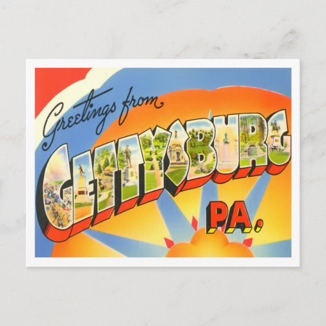 Gettysburg, Pennsylvania Vintage Big Letters Postcard (Front)