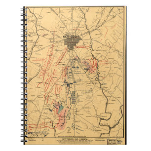 Gettysburg & Vicinity Troop Positions July 3 1863 Notebook