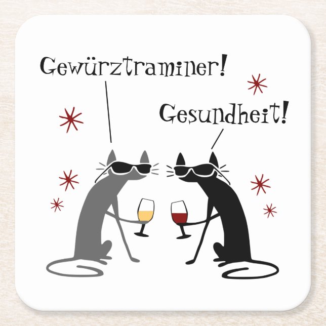 Gewurztraminer Gesundheit White Wine Quote Square Square Paper Coaster (Front)