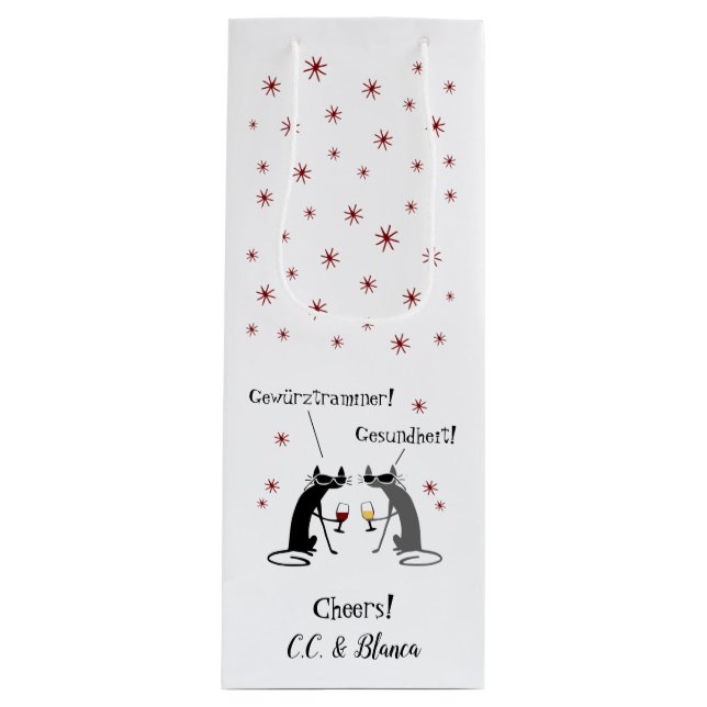 Gewurztraminer! Gezundheit! Funny Cat Wine Gift Bag (Front)