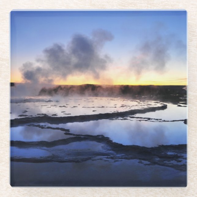 Geyser Smoke at Sunset Glass Coaster (Front)