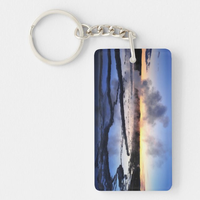 Geyser Smoke at Sunset Key Ring (Front)