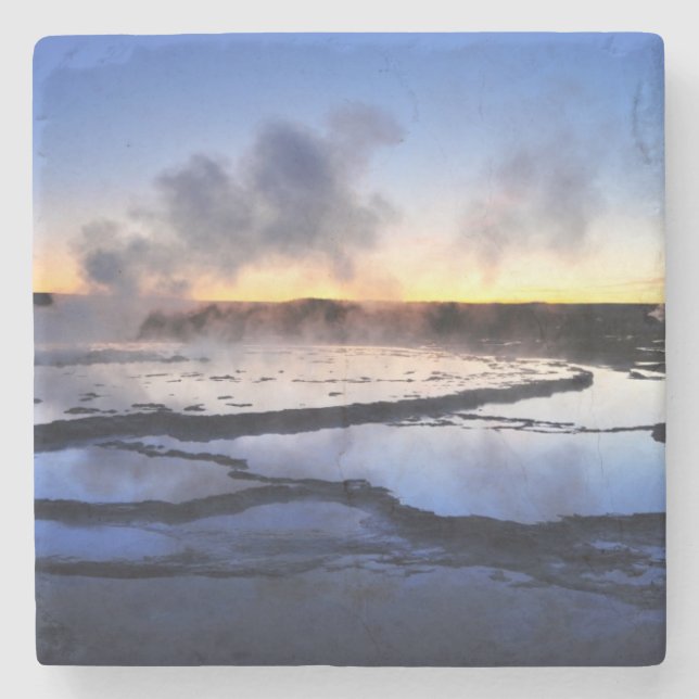 Geyser Smoke at Sunset Stone Coaster (Front)