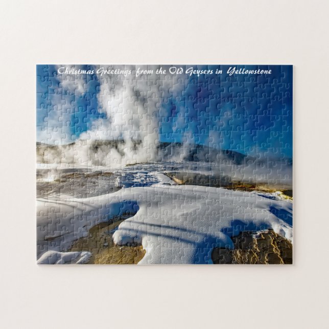 Geysers Yellowstone. Christmas Greetings Jigsaw Puzzle (Horizontal)