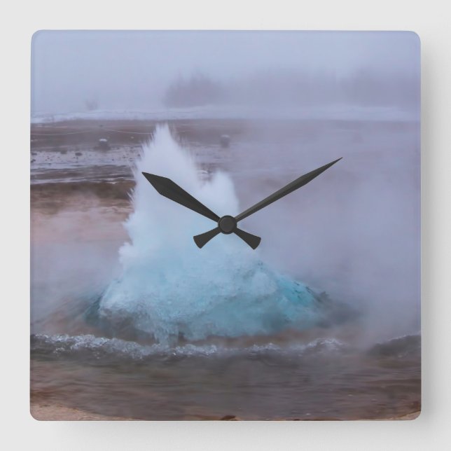 Geysir (hot spring) in Iceland Square Wall Clock (Front)