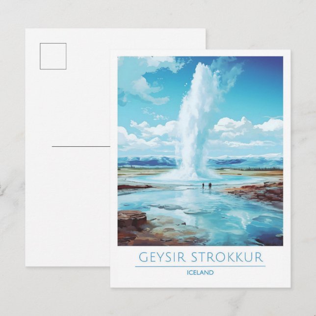 Geysir Strokkur Iceland Vintage Travel  Postcard (Front/Back)