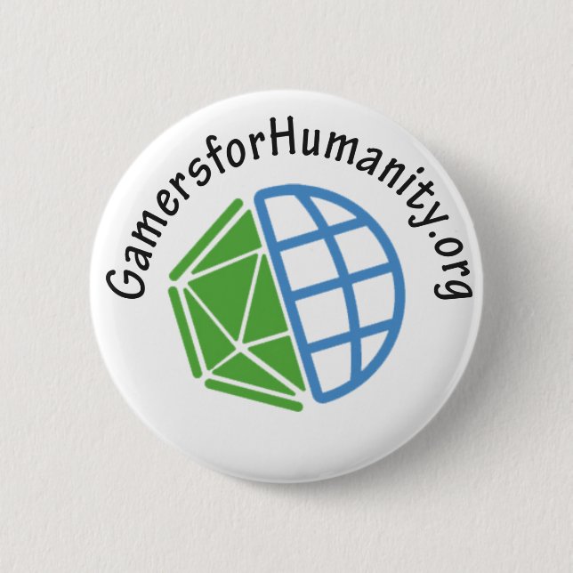 GfH Button, White Round, With Website 6 Cm Round Badge (Front)