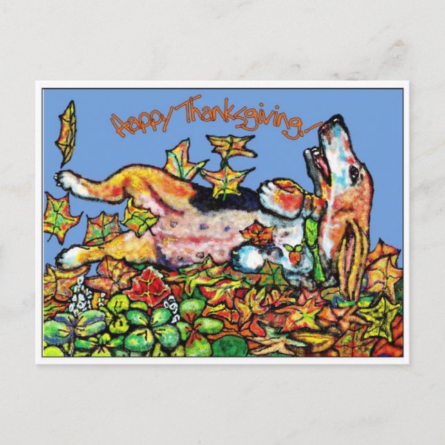 GGBR Happy ThanksGiving Basset Holiday Postcard (Front)