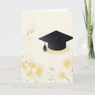 GGraduation Cap Delicate Flowers Holiday Card