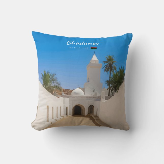 Ghadames, Libya - White Mosque Cushion (Front)