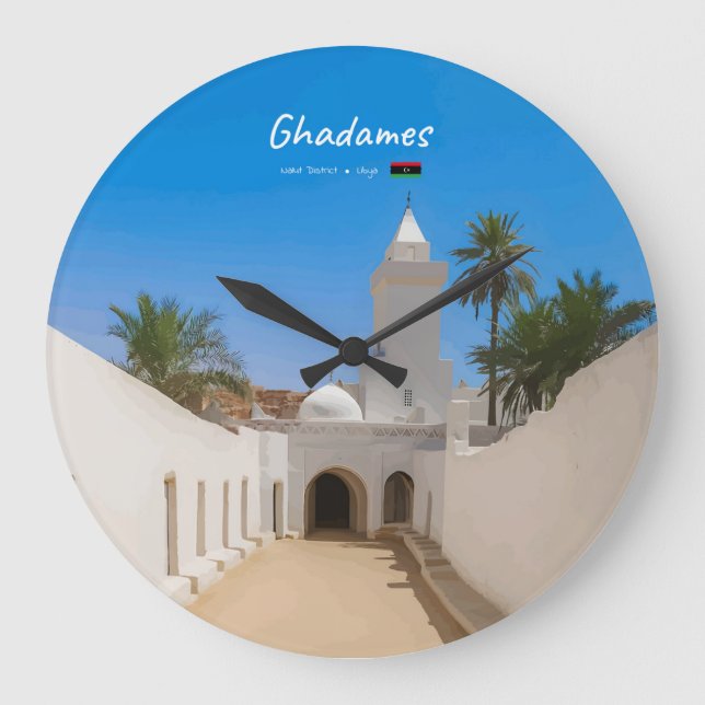 Ghadames, Libya - White Mosque Large Clock (Front)