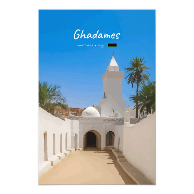 Ghadames, Libya - White Mosque Photo Print (Front)