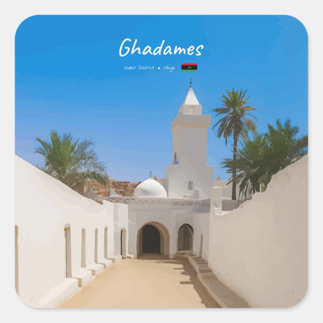 Ghadames, Libya - White Mosque Square Sticker (Front)