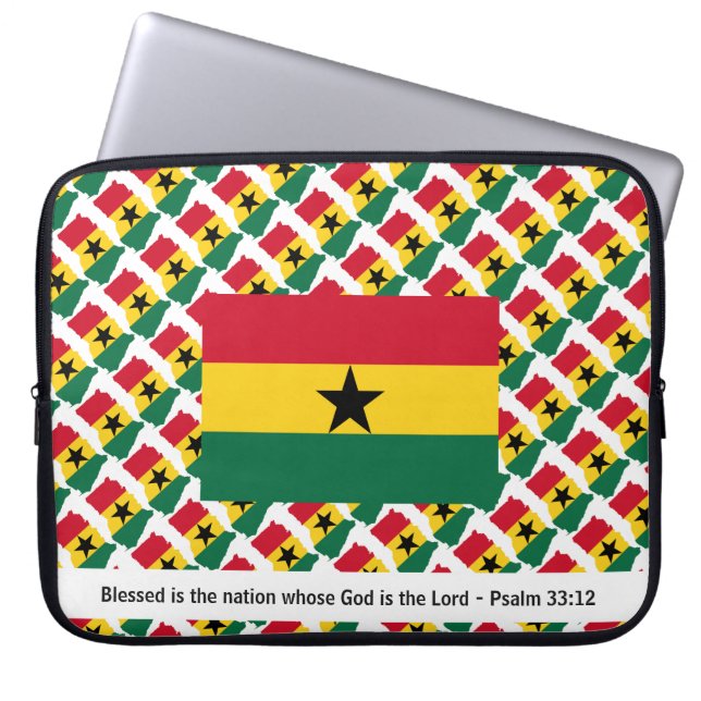 GHANA Black Star Blessed Nation Christian Laptop Sleeve (Front)