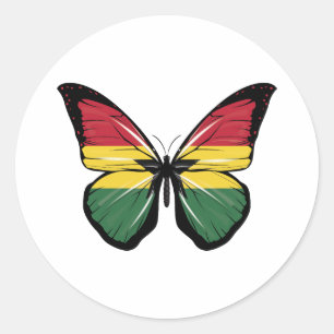 Ghana Butterfly Flag Classic Round Sticker