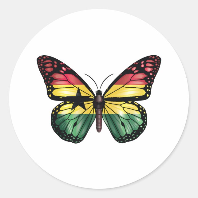 Ghana butterfly monarch flag classic round sticker (Front)