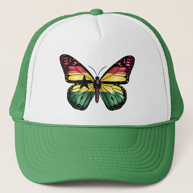 Ghana butterfly monarch flag trucker hat (Front)