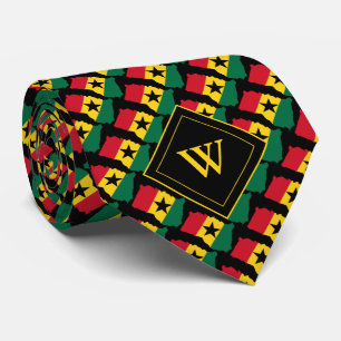 GHANA Christian Scripture Monogram Black Tie