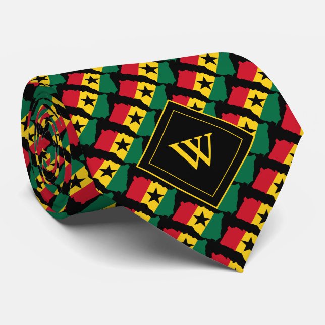 GHANA Christian Scripture Monogram Black Tie (Rolled)
