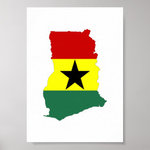 ghana country flag map shape silhouette symbol poster